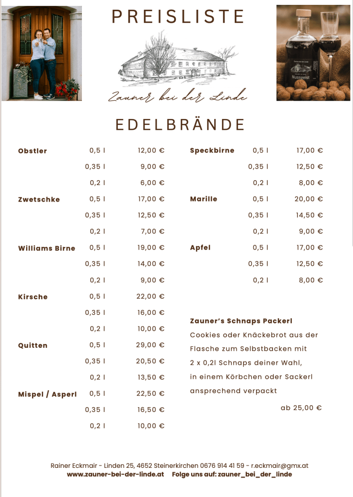 Preislise Edelbrände